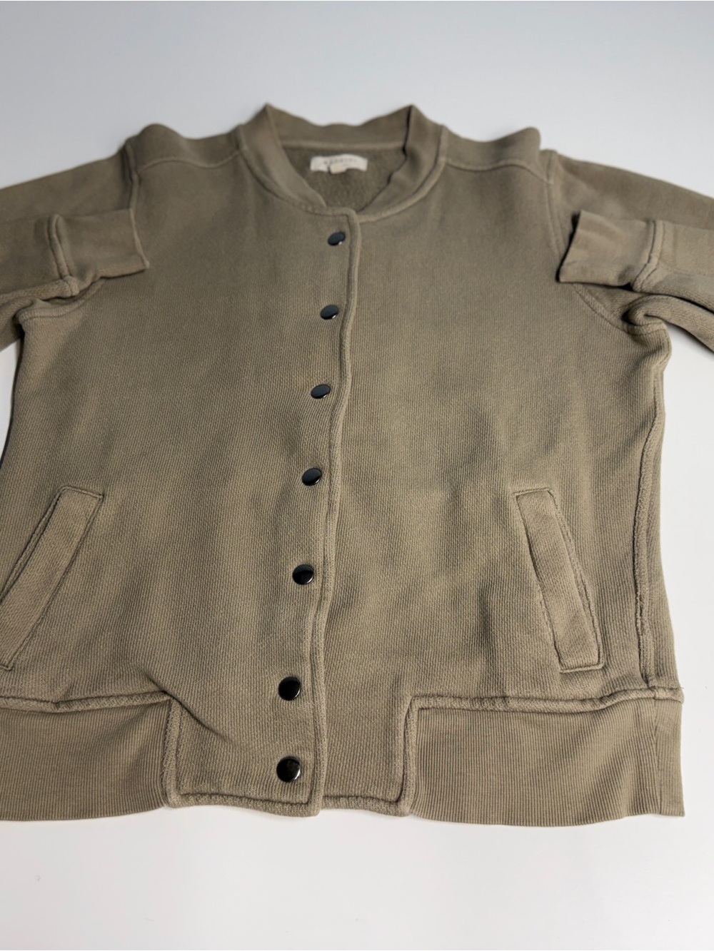Madewell Olive Snap-Front Varsity Jacket